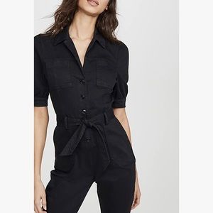 Paige Mayslie black denim jumpsuit boiler suit, no belt